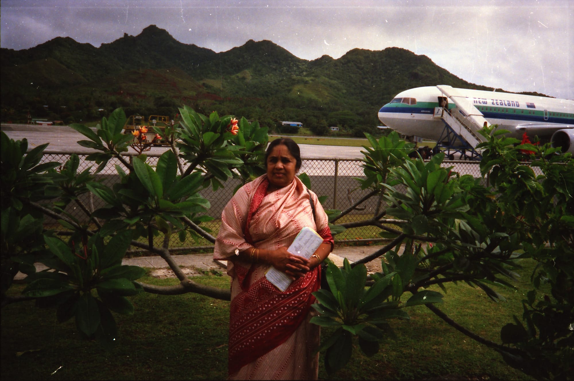 Mataji at an airstrip. A Pacific island