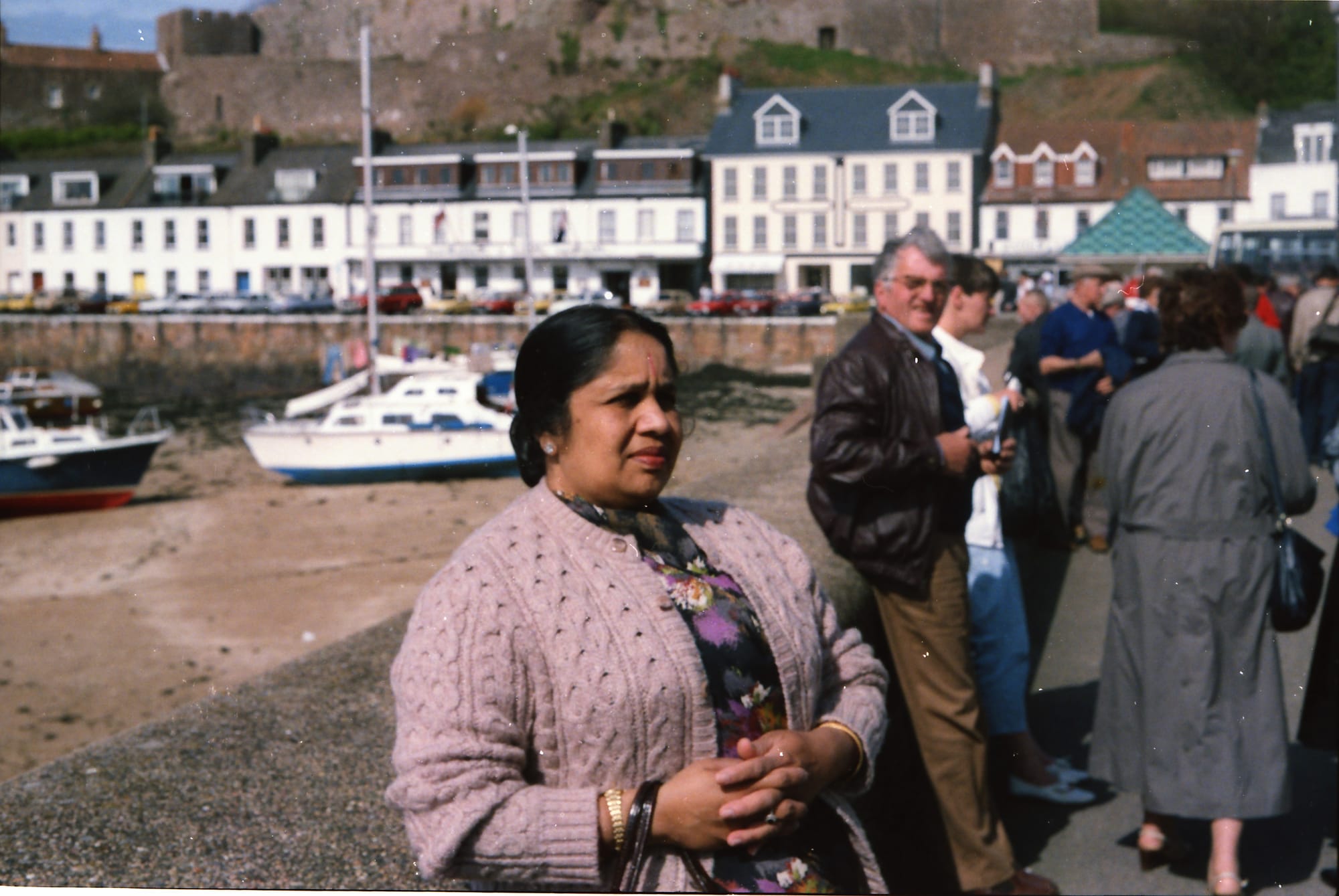 Mataji in a cardigan, not a sari. Gorey, Jersey