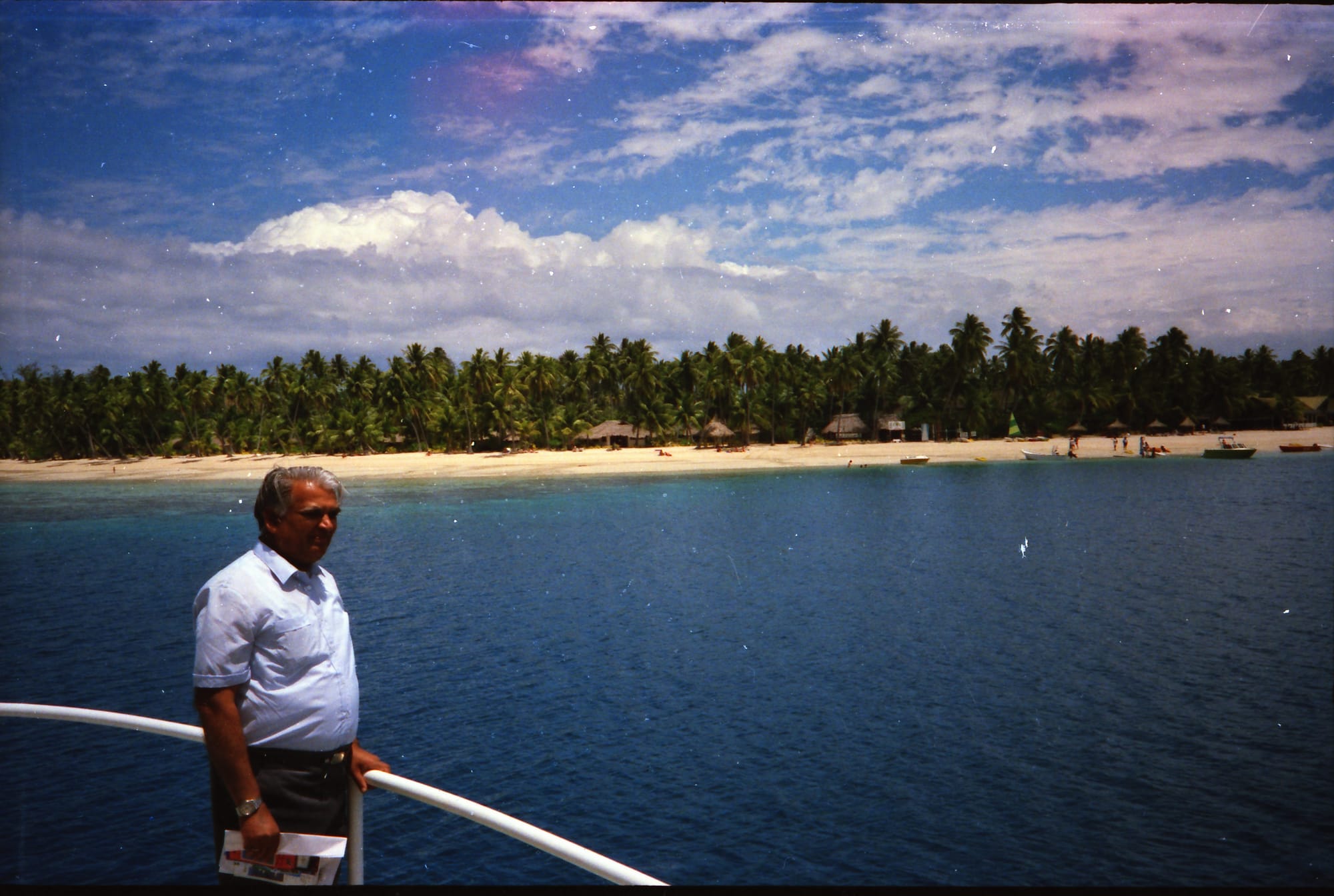 Papaji at a boat rail. Somewhere in the Pacific