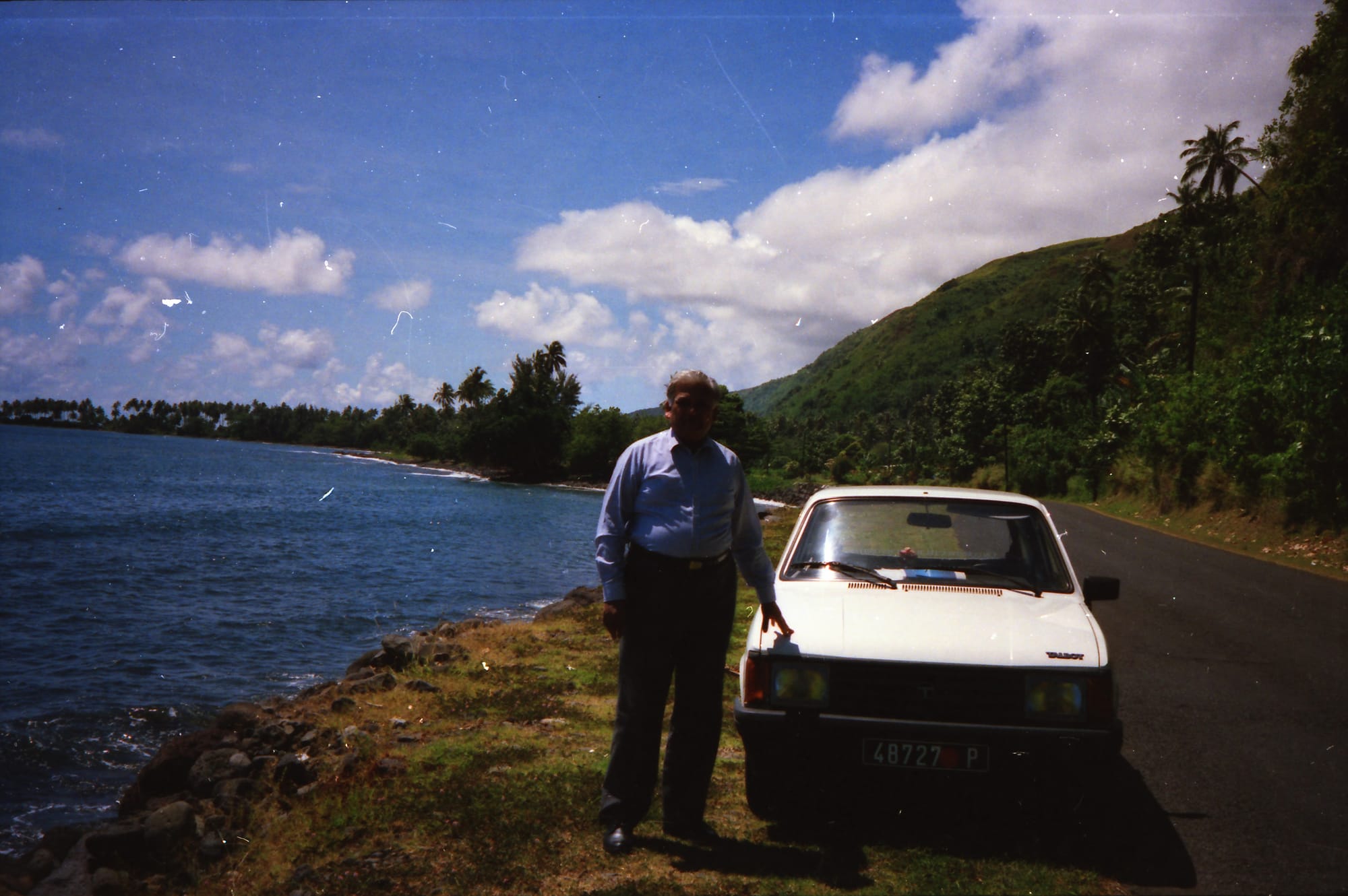 Papaji beside a Talbot. Tahiti, French Polynesia