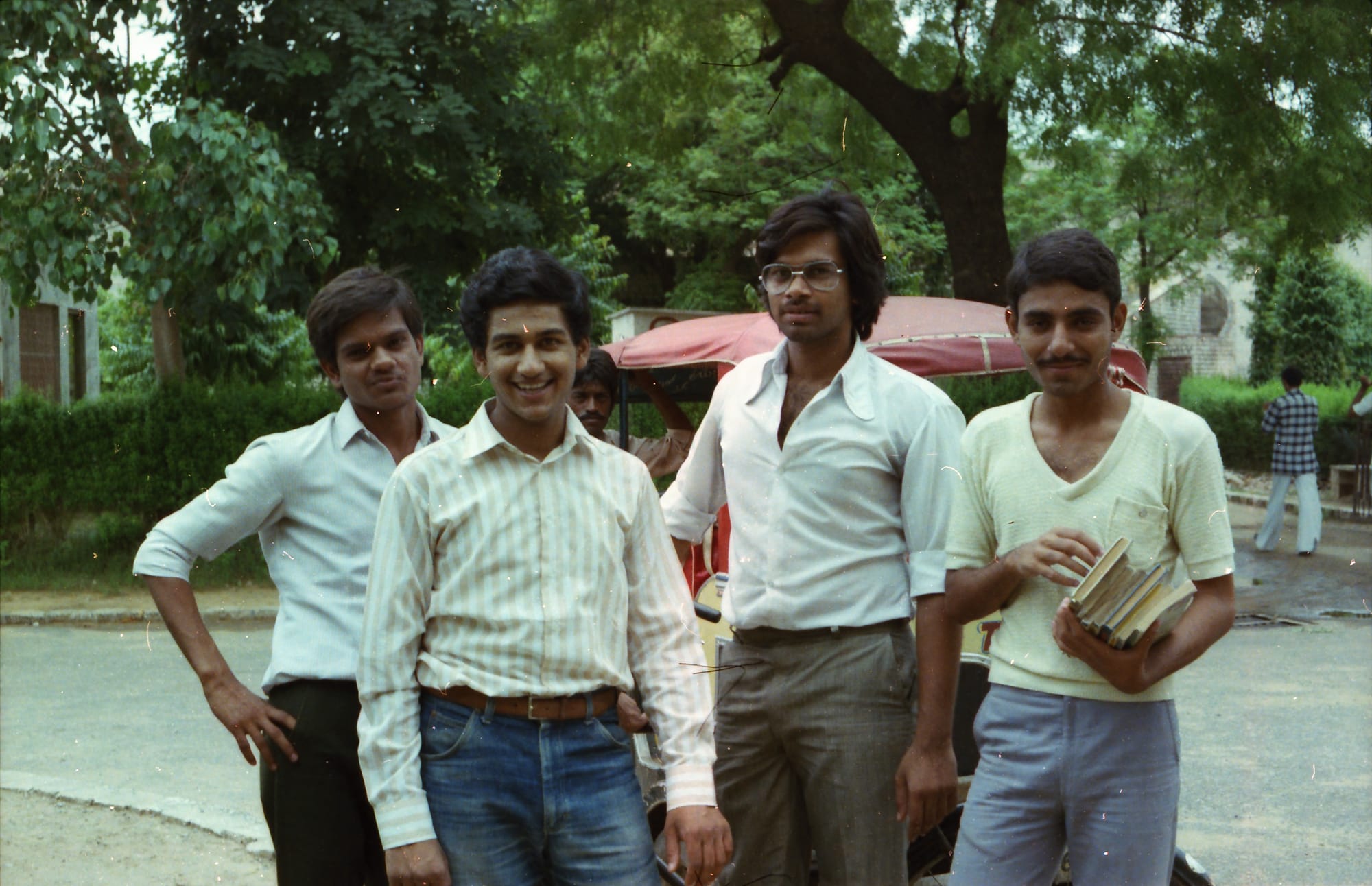 Sunil and college friends. India, a college campus