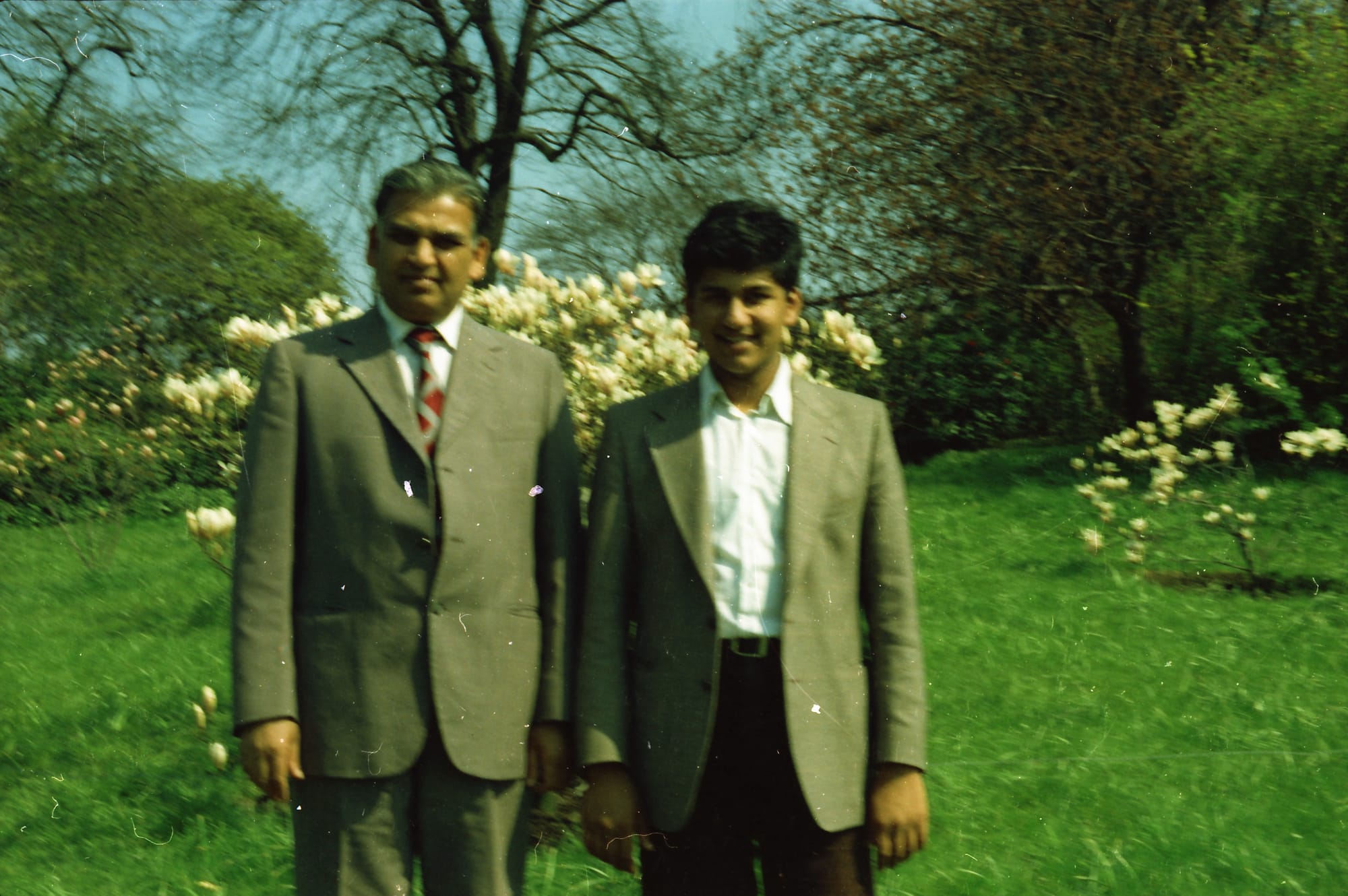 Sunil and Papaji. A park in England